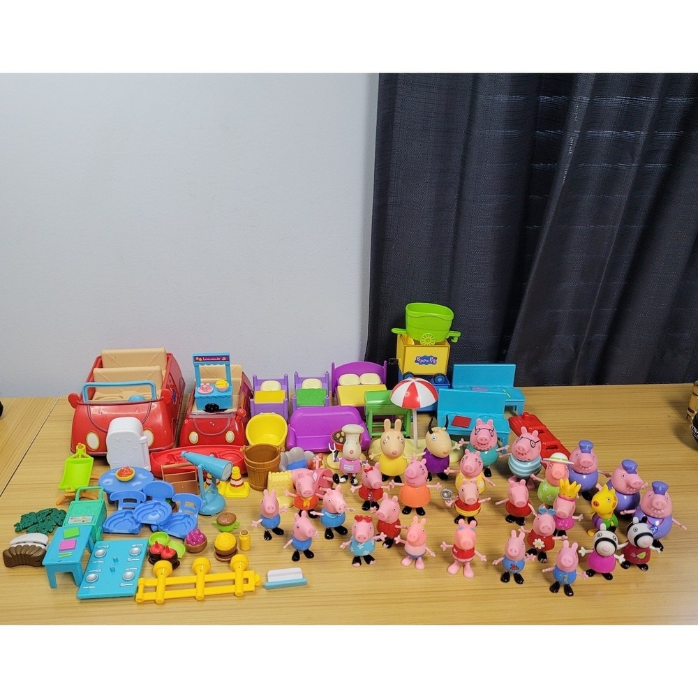 Peppa Pig Toy Figure Set Bundle Lot Car Variety Beds Train Carts Lemonade Friend